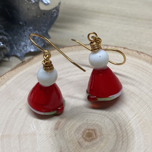 Santa Hat Holiday Earrings - clearance - Picture 2 of 2